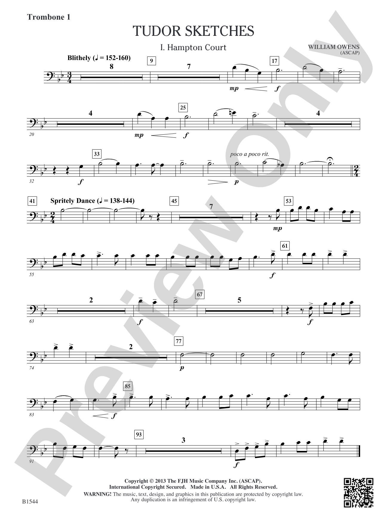 Tudor Sketches: Trombone 1