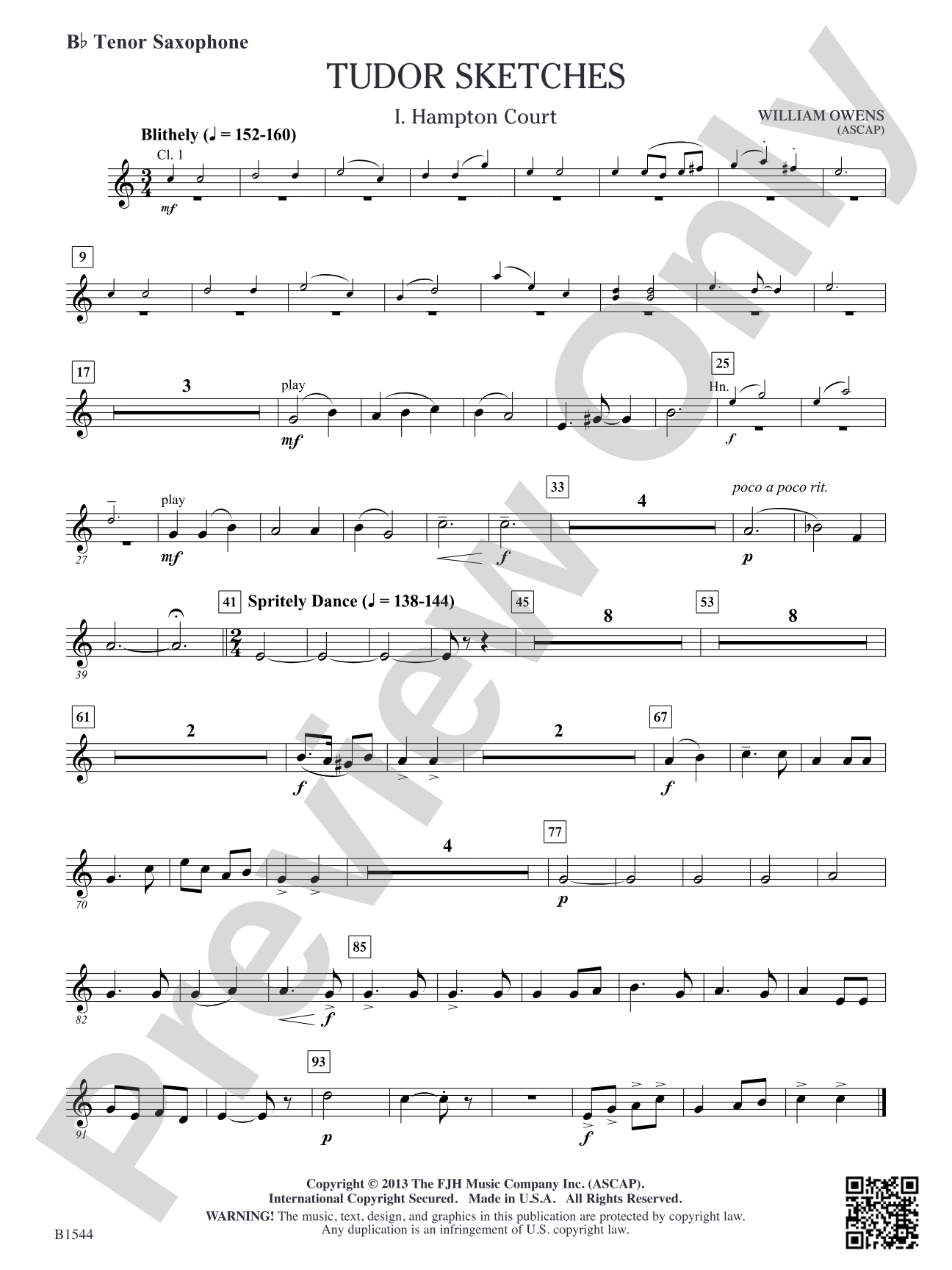 Tudor Sketches: B-flat Tenor Saxophone