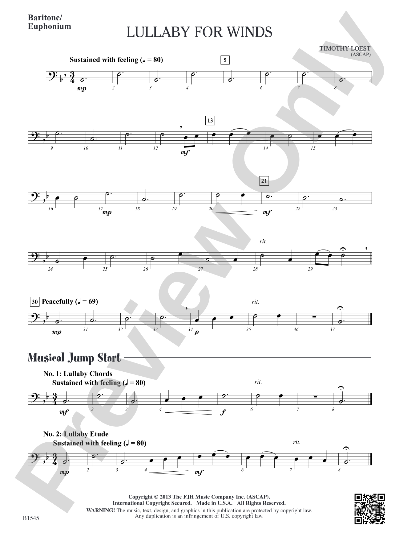 Lullaby for Winds: Baritone/Euphonium