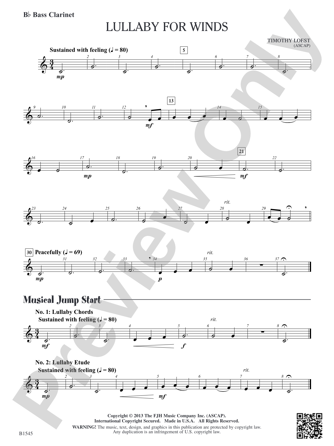 Lullaby for Winds: B-flat Bass Clarinet