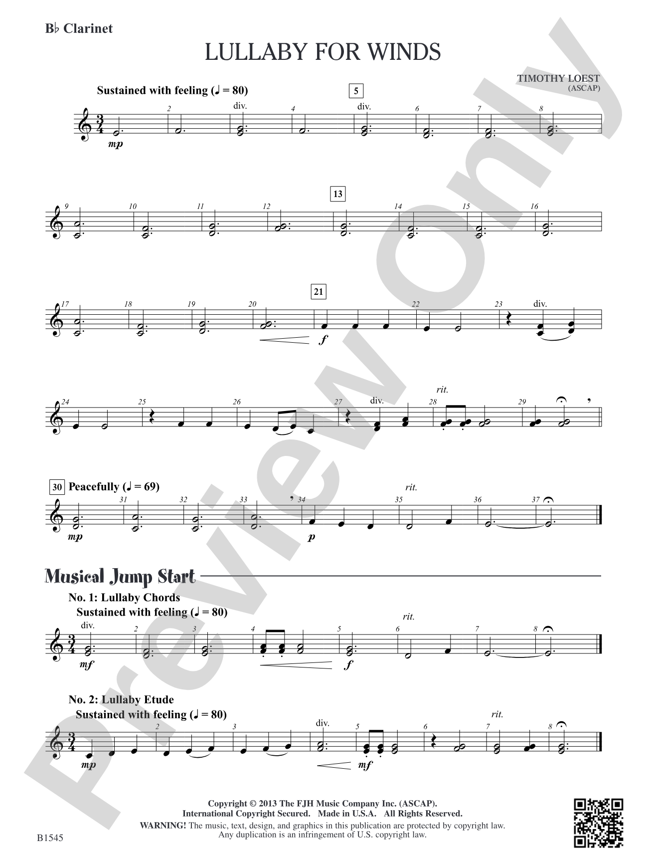 Lullaby for Winds: B-flat Clarinet