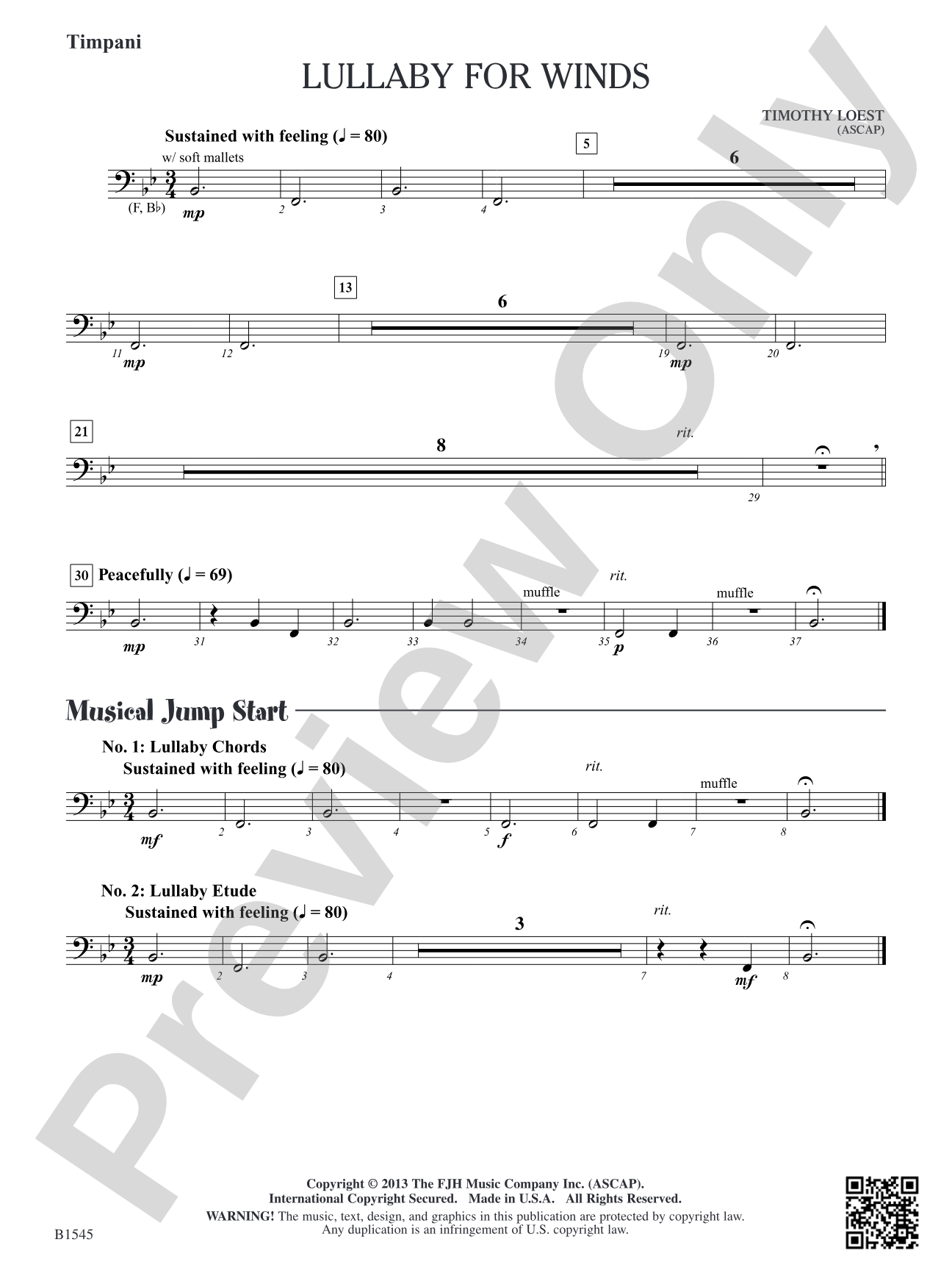 Lullaby for Winds: Timpani (Opt.)