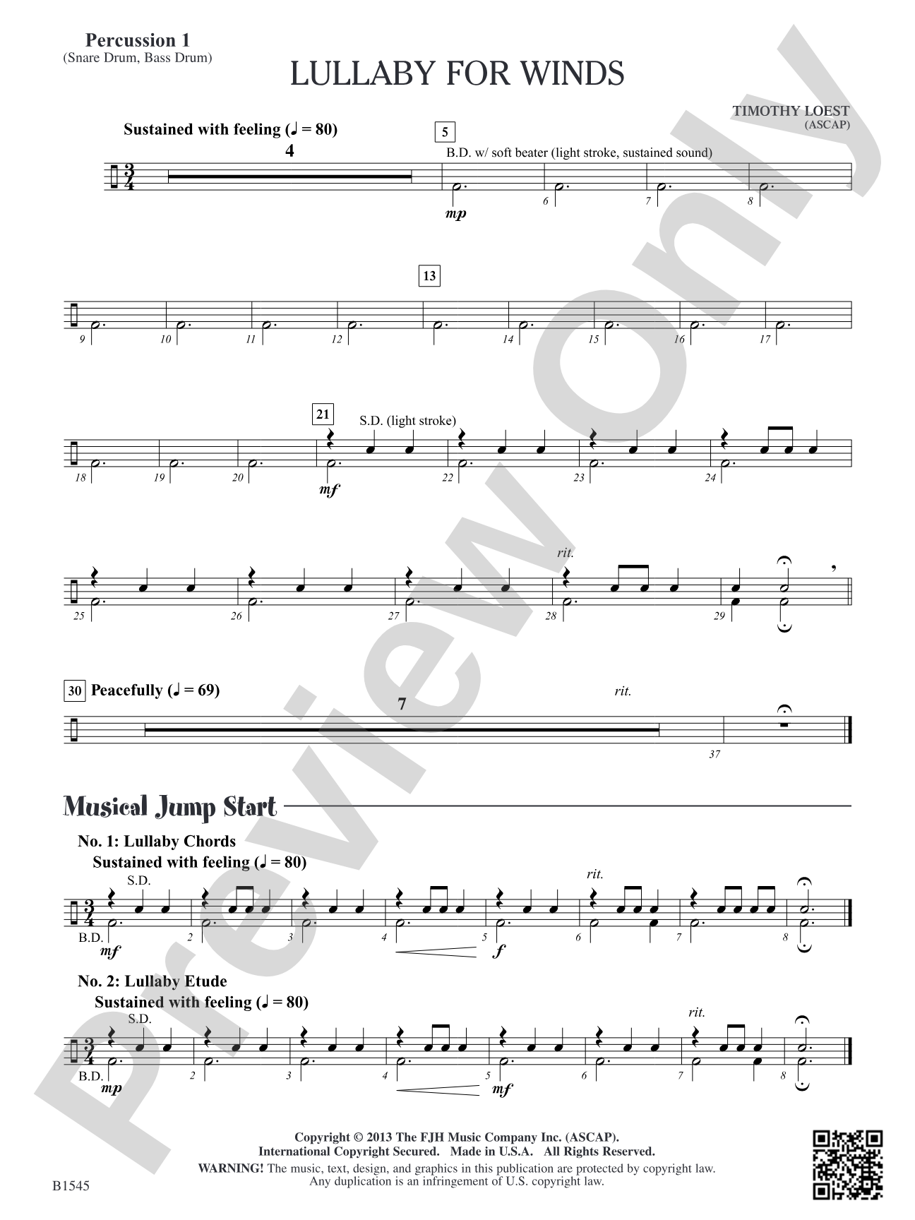 Lullaby for Winds: Percussion 1