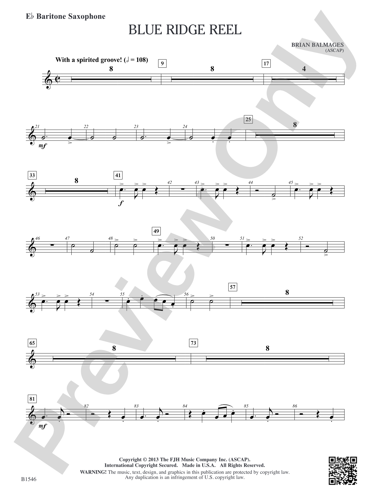Blue Ridge Reel: E-flat Baritone Saxophone