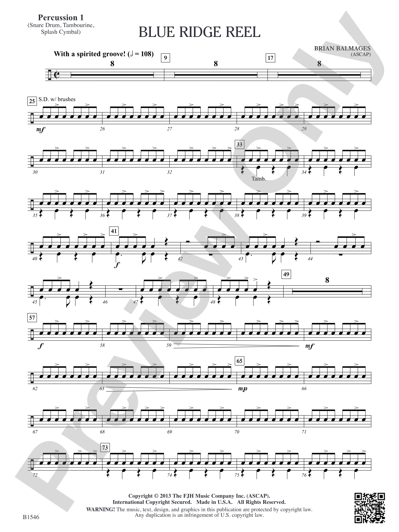 Blue Ridge Reel: Percussion 1