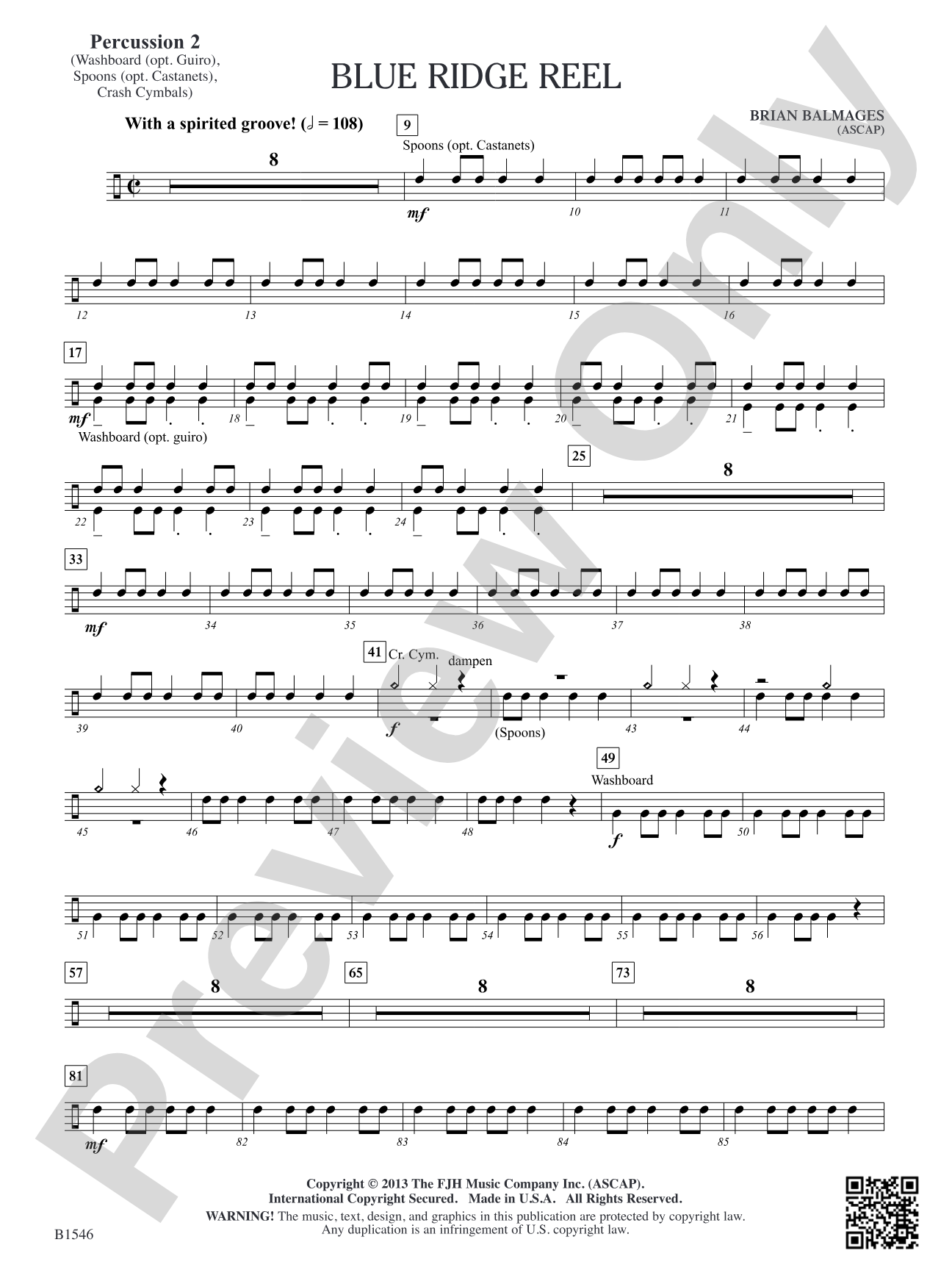 Blue Ridge Reel: Percussion 2