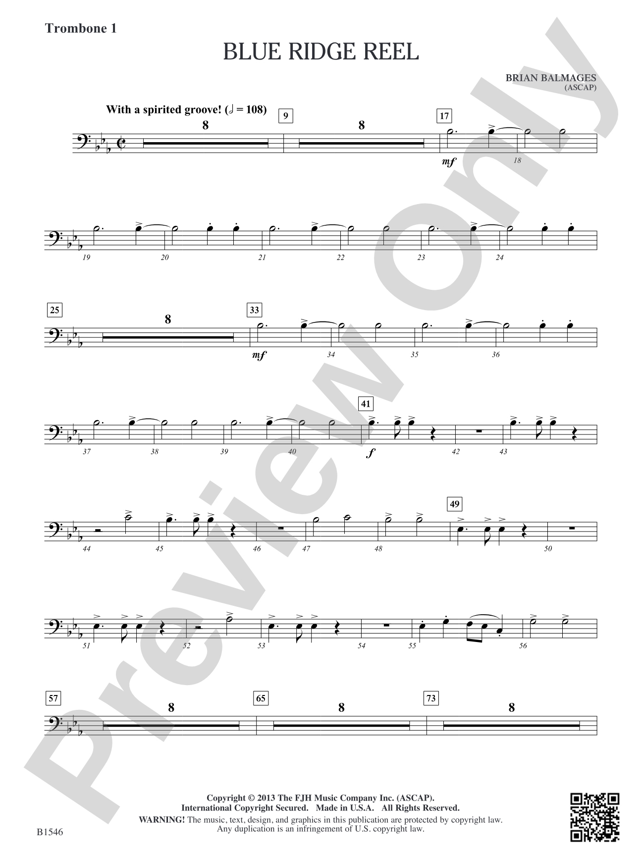 Blue Ridge Reel: Trombone 1