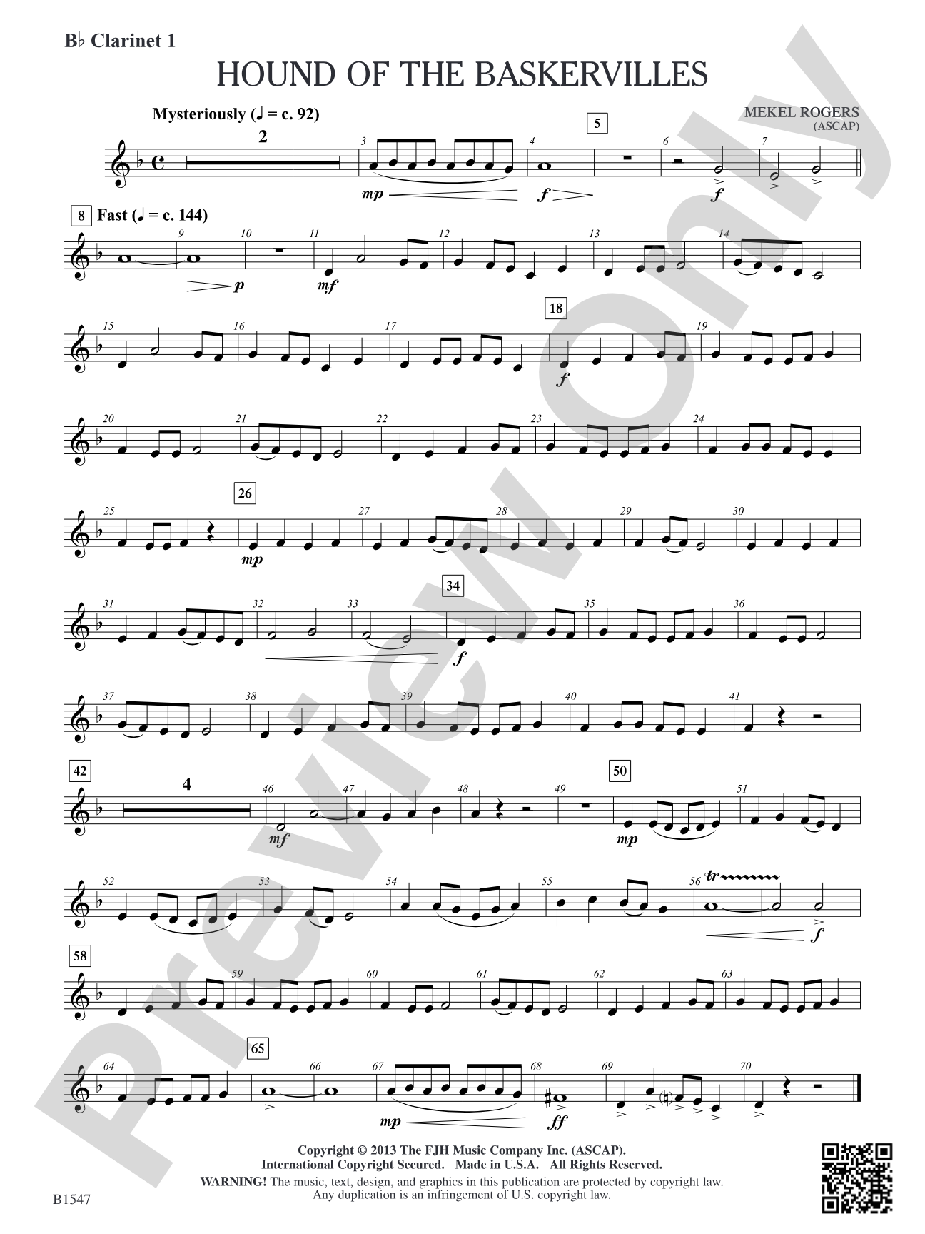 Hounds of Baskervilles: B-flat Clarinet 1