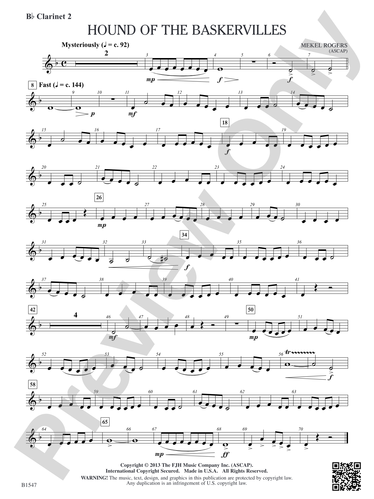 Hounds of Baskervilles: B-flat Clarinet 2