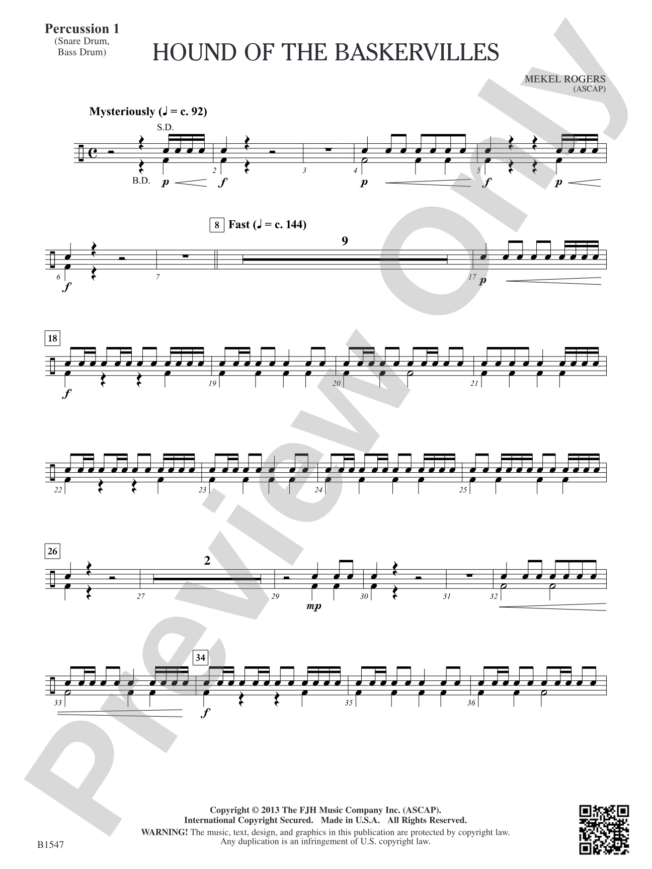Hounds of Baskervilles: Percussion 1