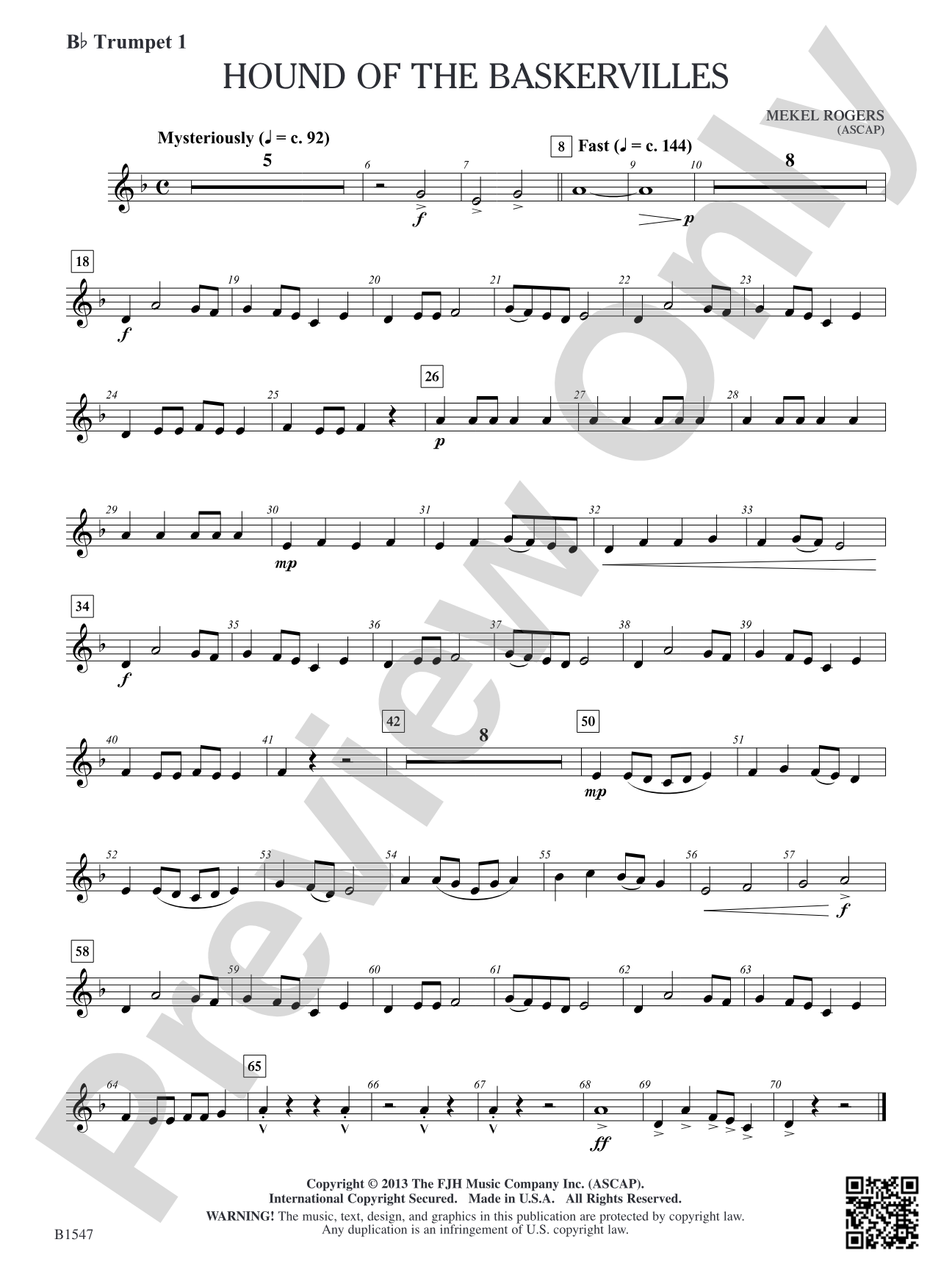 Hounds of Baskervilles: B-flat Trumpet 1