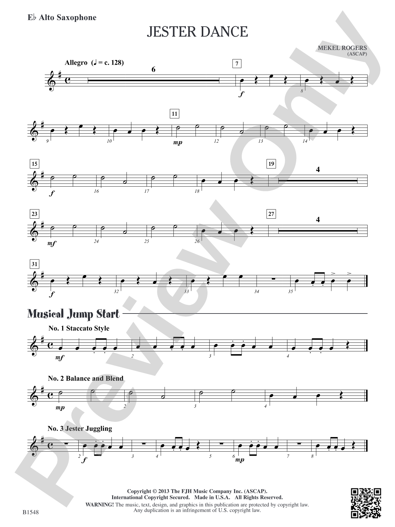 Jester Dance: E-flat Alto Saxophone
