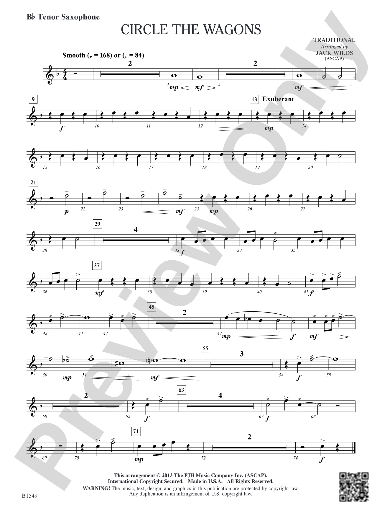 Circle the Wagons: B-flat Tenor Saxophone