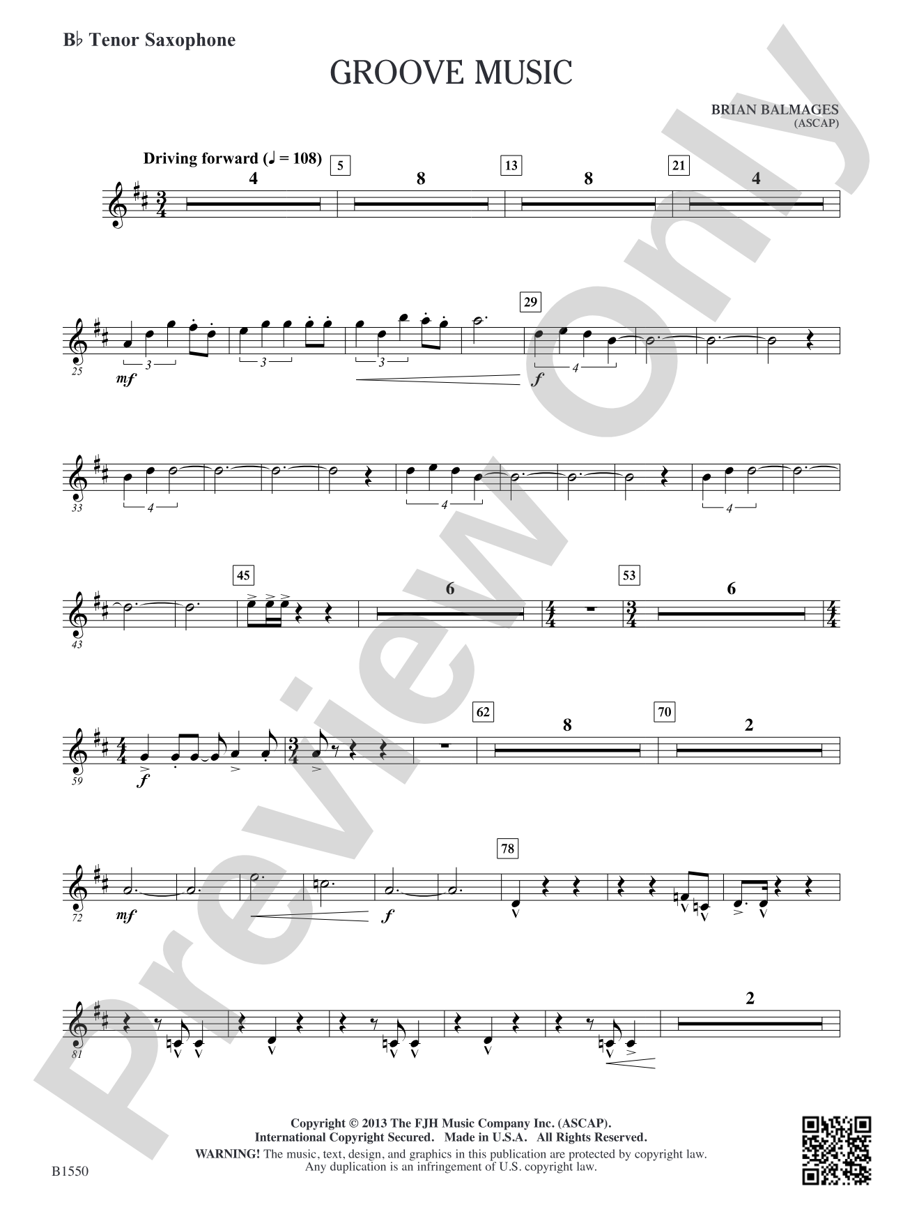 Groove Music: B-flat Tenor Saxophone