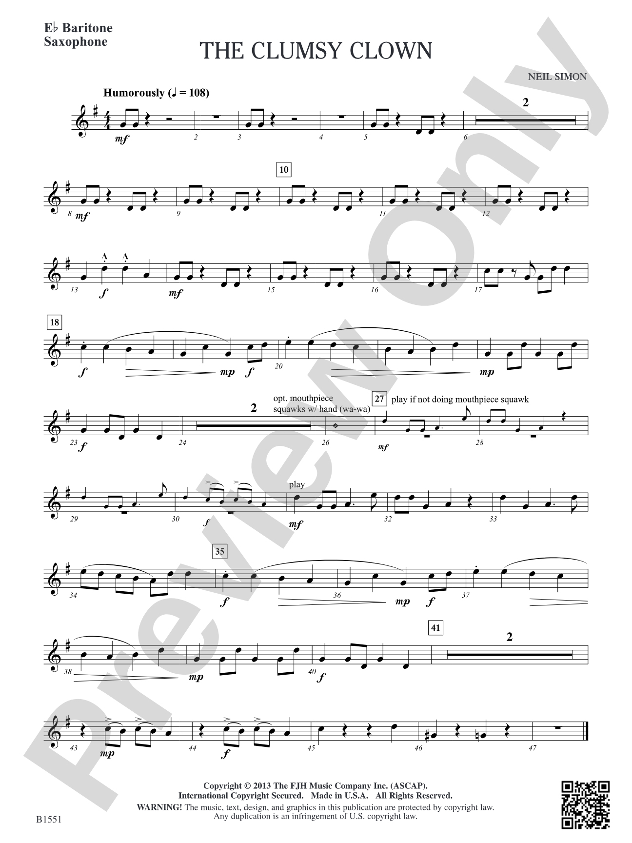 The Clumsy Clown: E-flat Baritone Saxophone