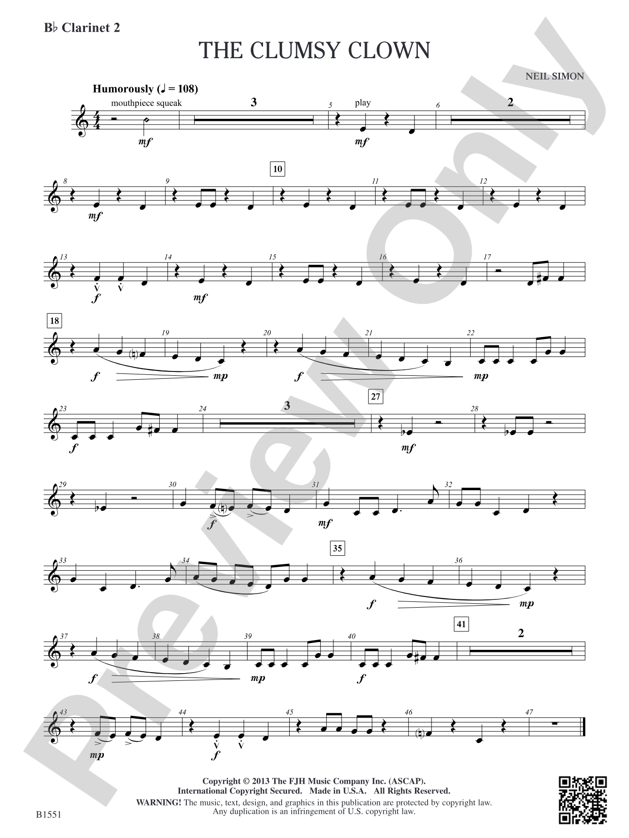 The Clumsy Clown: B-flat Clarinet 2