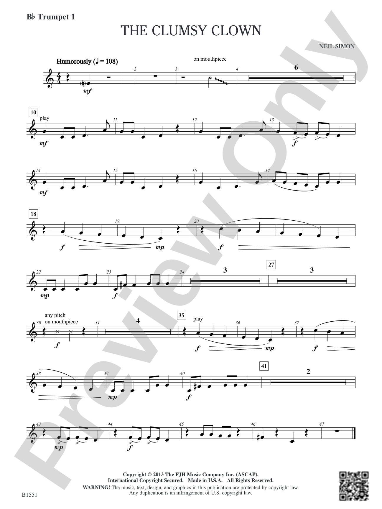 The Clumsy Clown: B-flat Trumpet 1