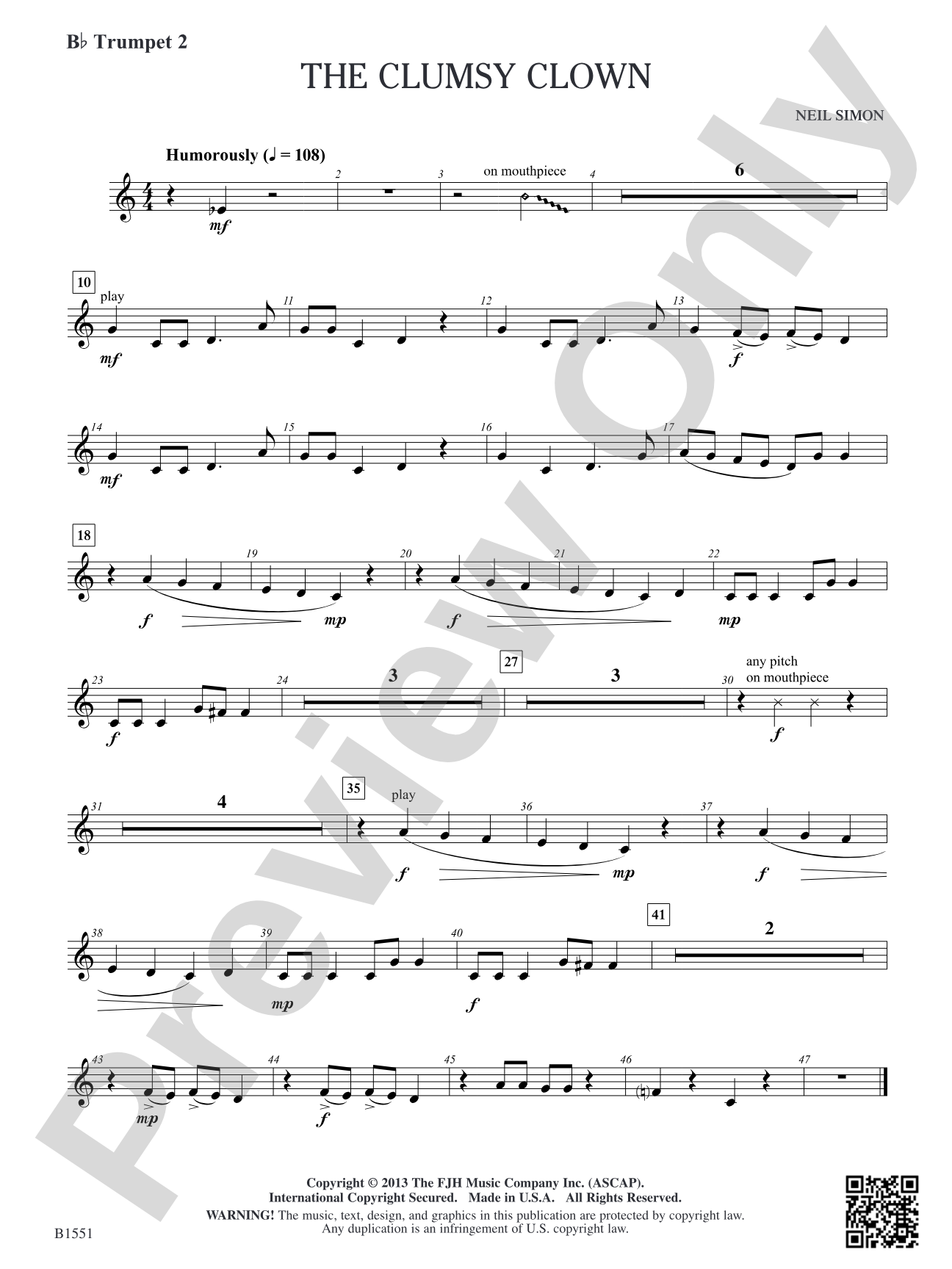 The Clumsy Clown: B-flat Trumpet 2