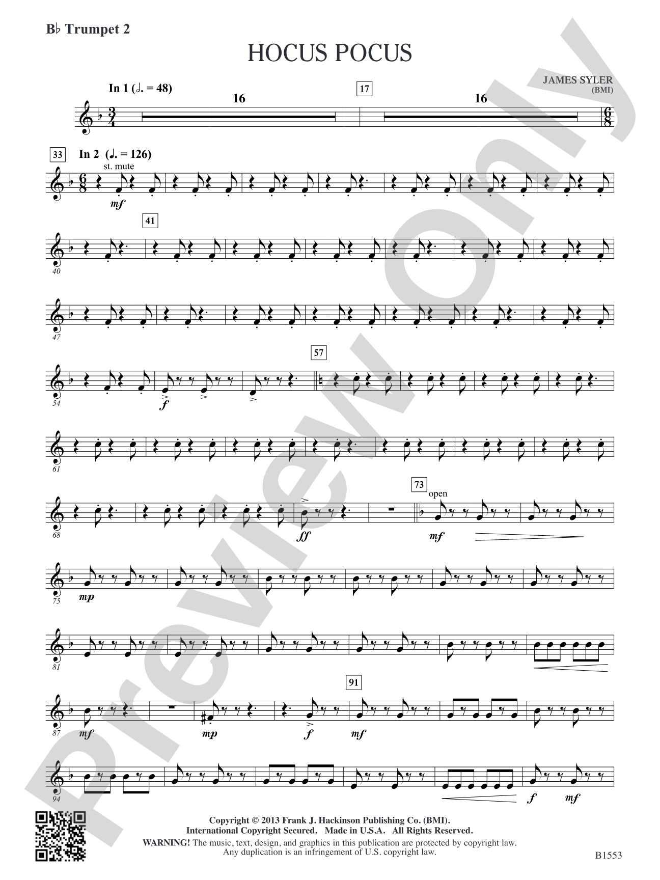 Hocus Pocus: B-flat Trumpet 2