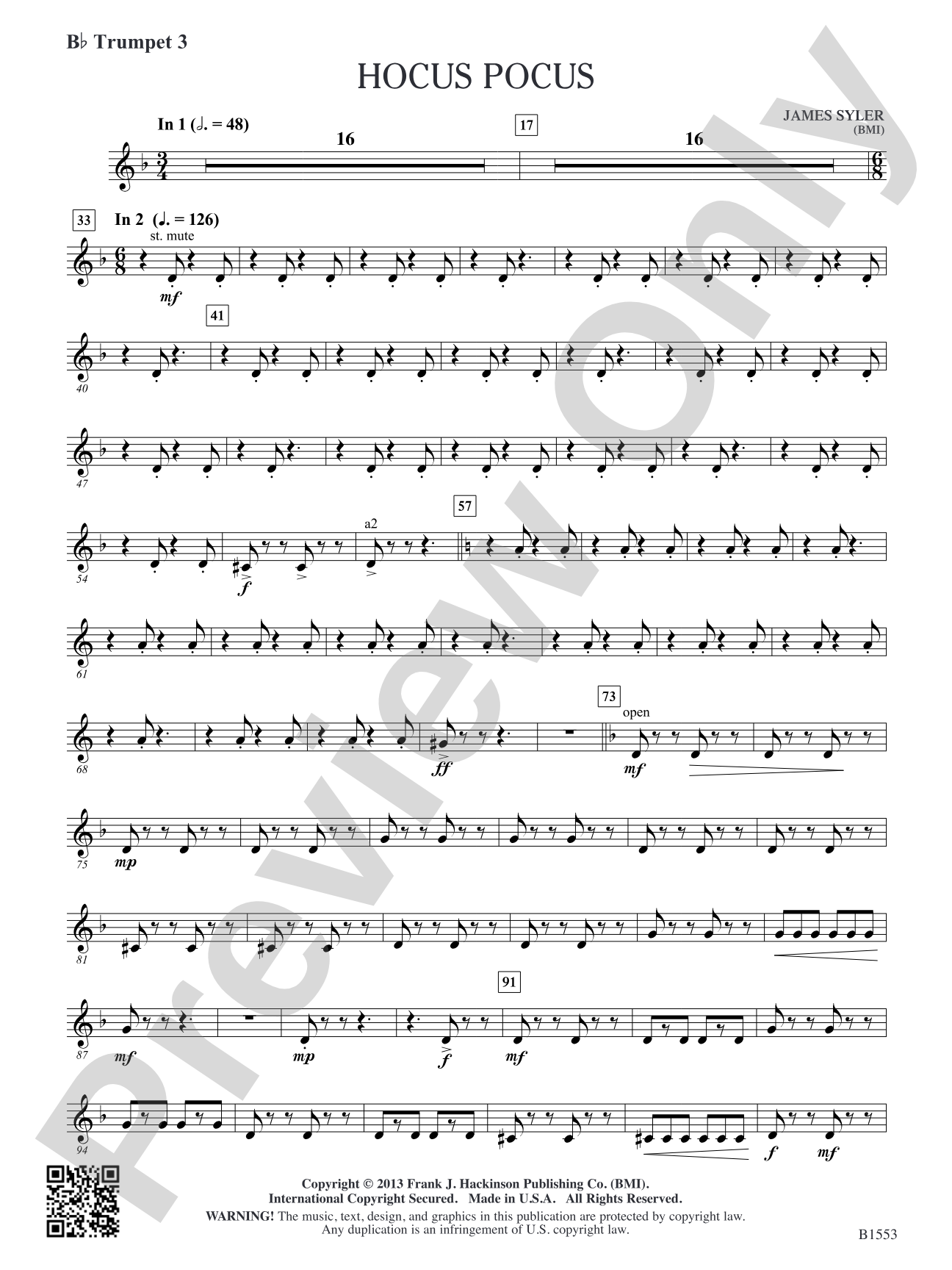 Hocus Pocus: B-flat Trumpet 3