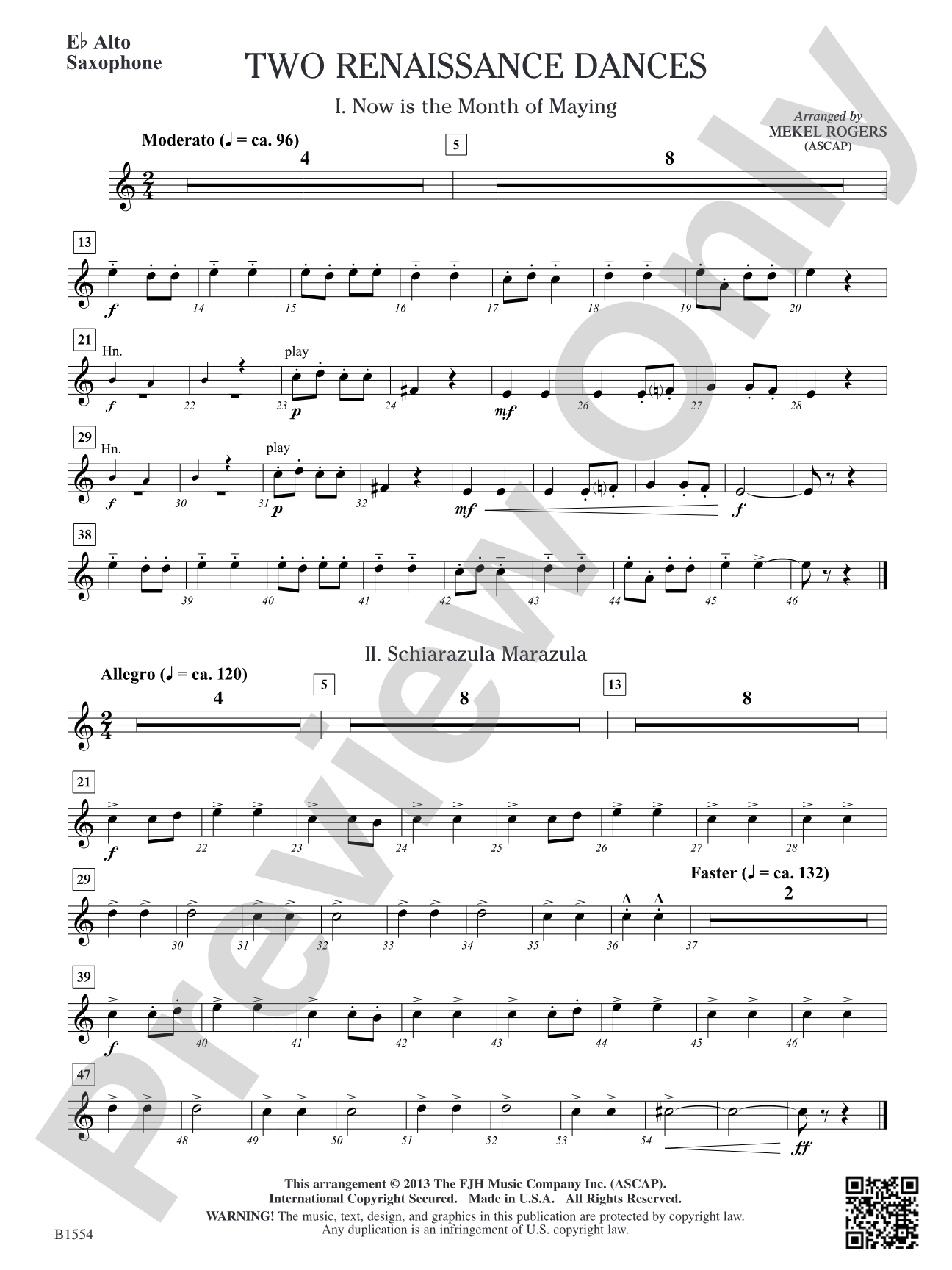 Two Renaissance Dances: E-flat Alto Saxophone
