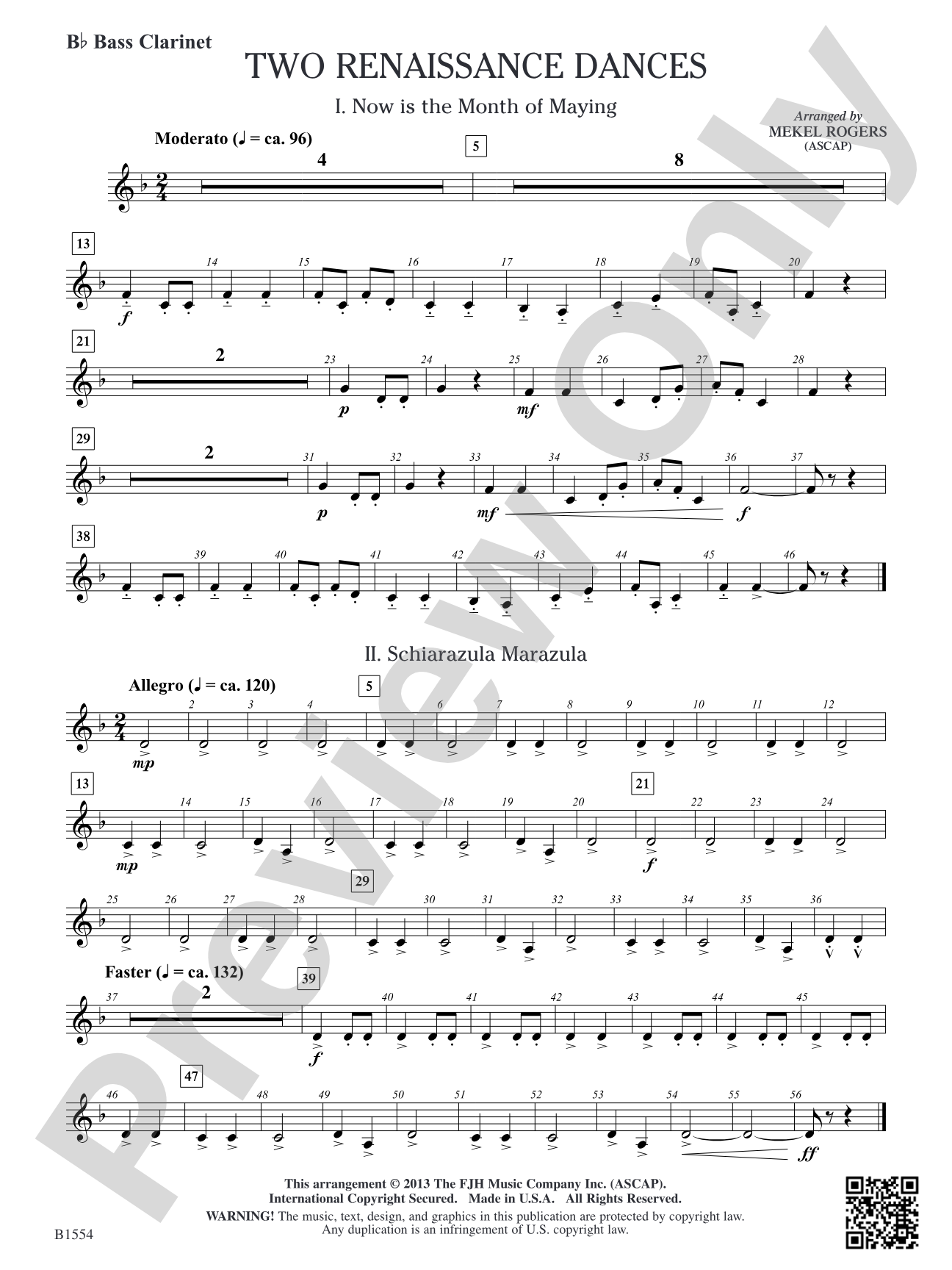 Two Renaissance Dances: B-flat Bass Clarinet