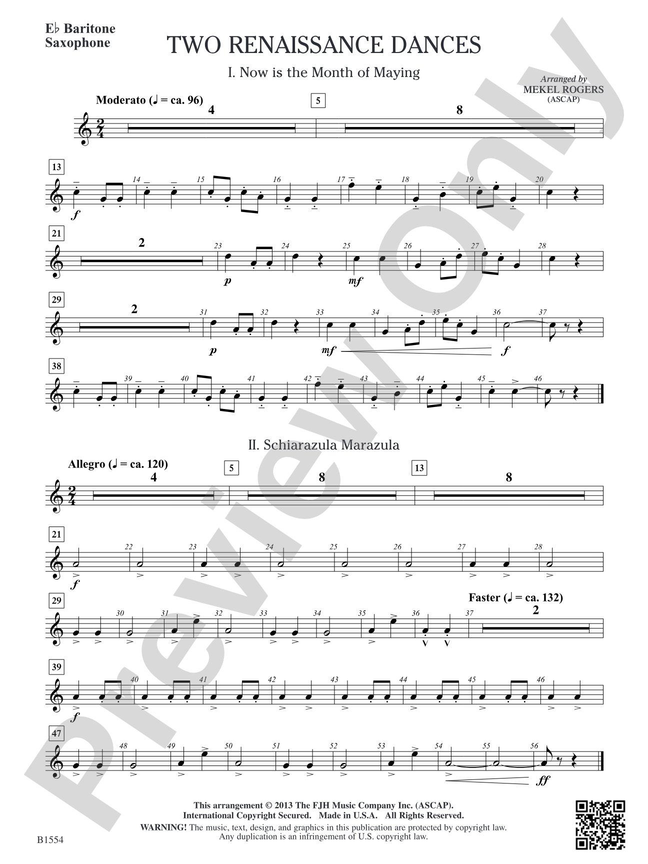 Two Renaissance Dances: E-flat Baritone Saxophone
