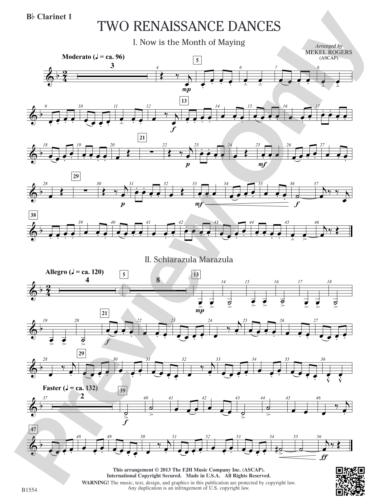 Two Renaissance Dances: B-flat Clarinet 1