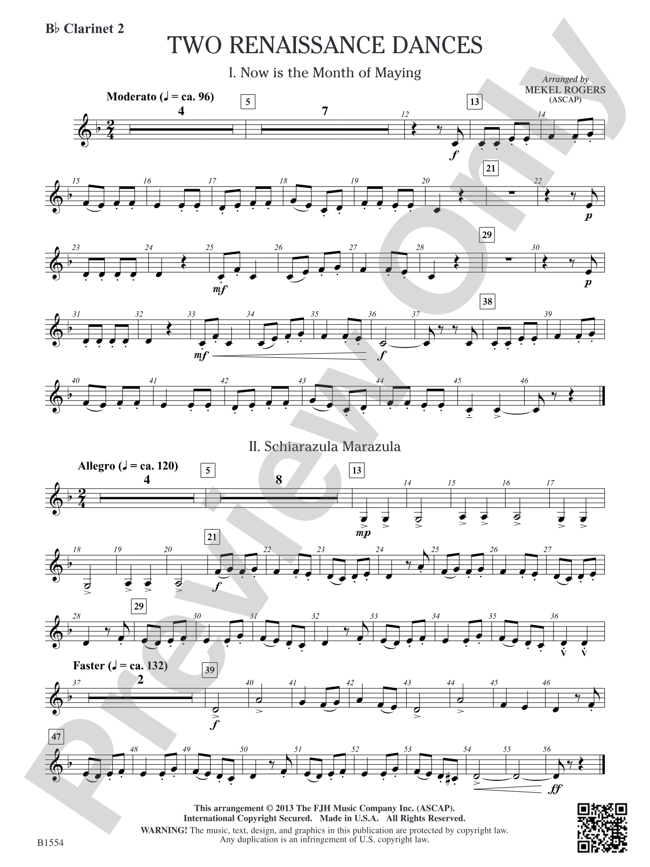 Two Renaissance Dances: B-flat Clarinet 2