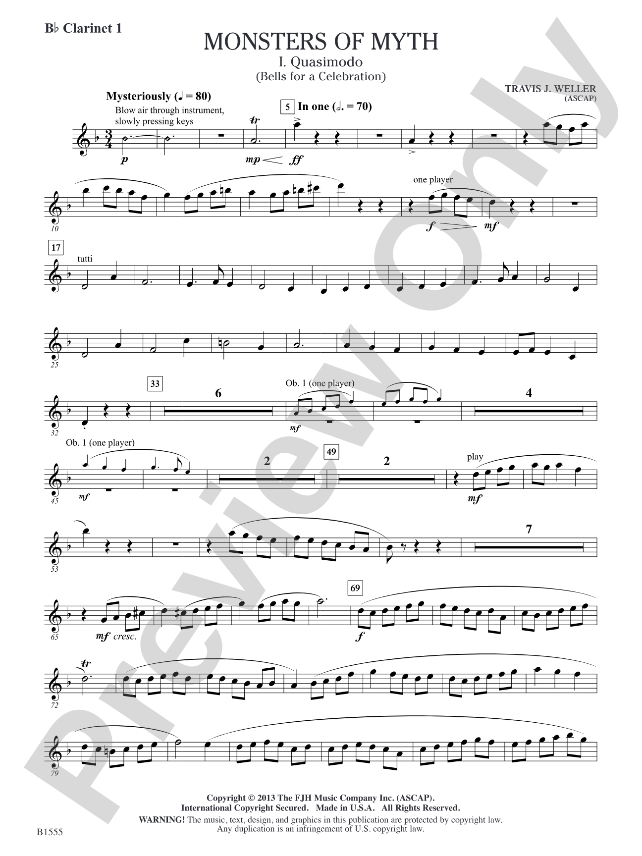 Monsters of Myth: B-flat Clarinet 1