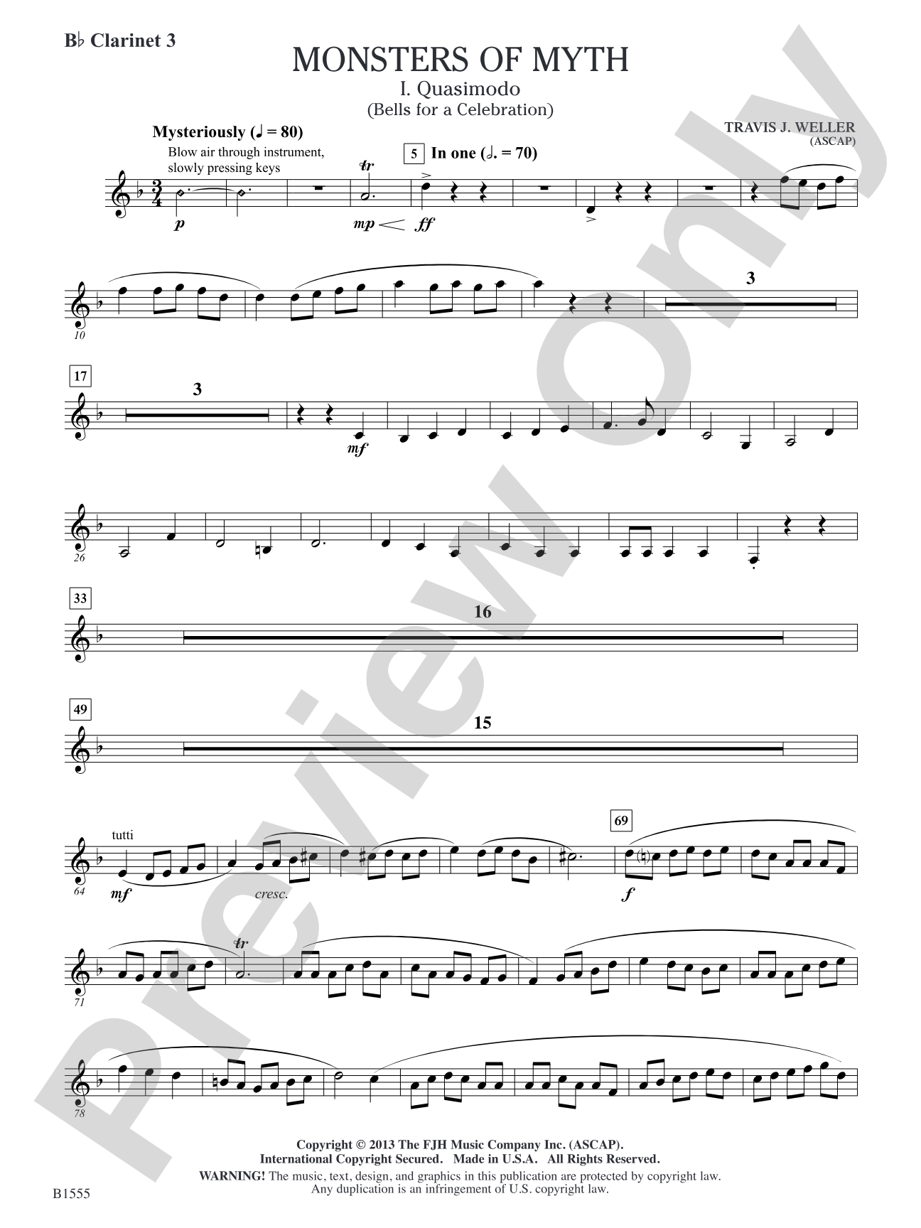 Monsters of Myth: B-flat Clarinet 3