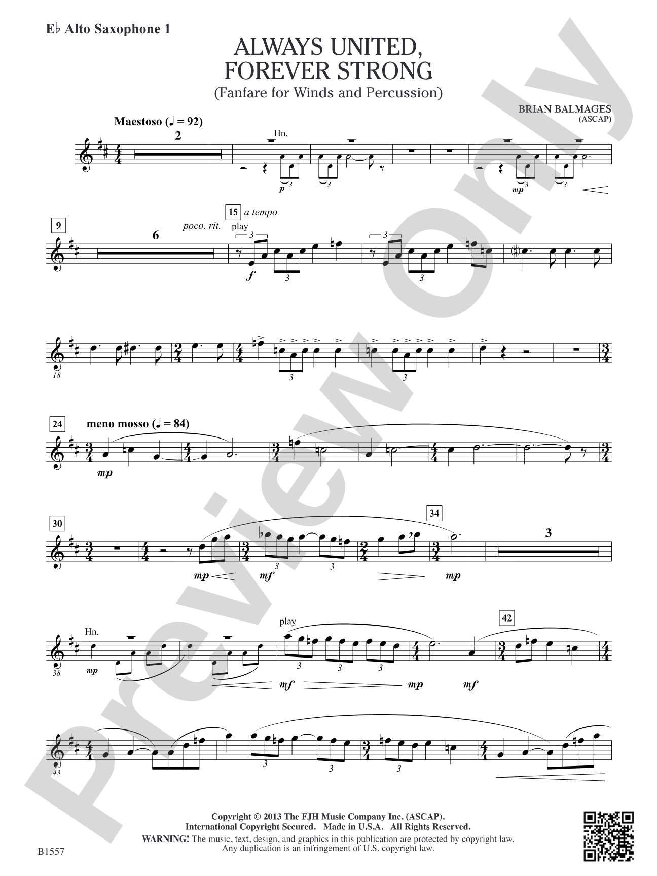 Always United, Forever Strong: E-flat Alto Saxophone 1