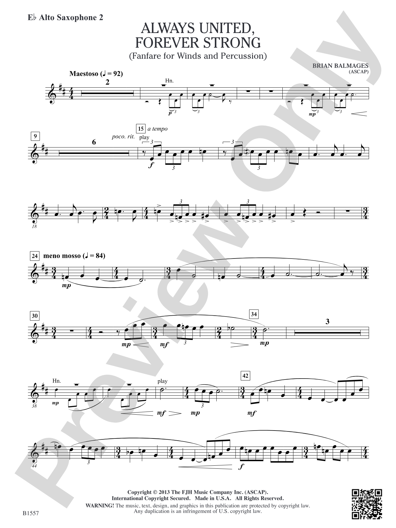 Always United, Forever Strong: E-flat Alto Saxophone 2
