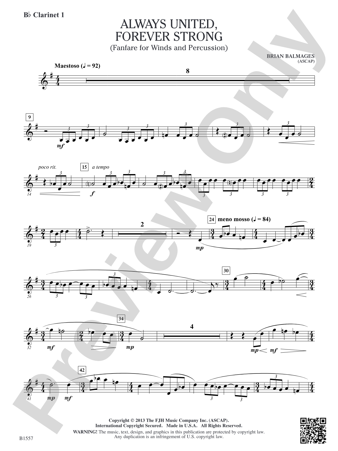 Always United, Forever Strong: B-flat Clarinet 1