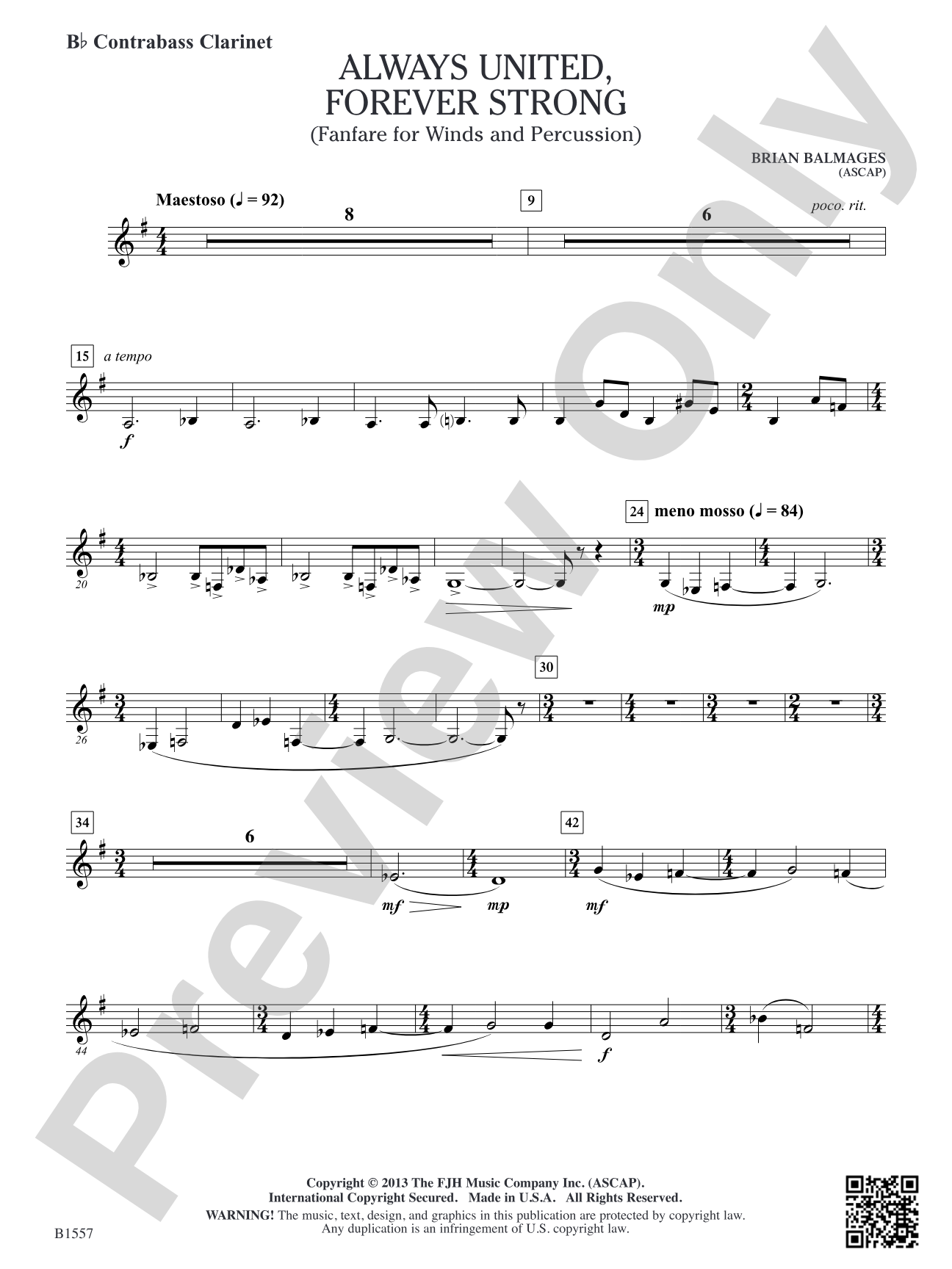 Always United, Forever Strong: B-flat Contrabass Clarinet (opt.)