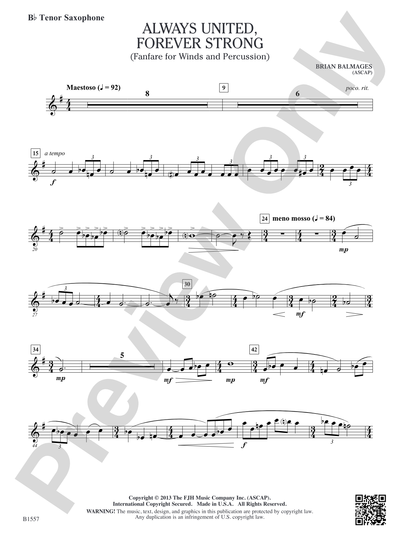 Always United, Forever Strong: B-flat Tenor Saxophone