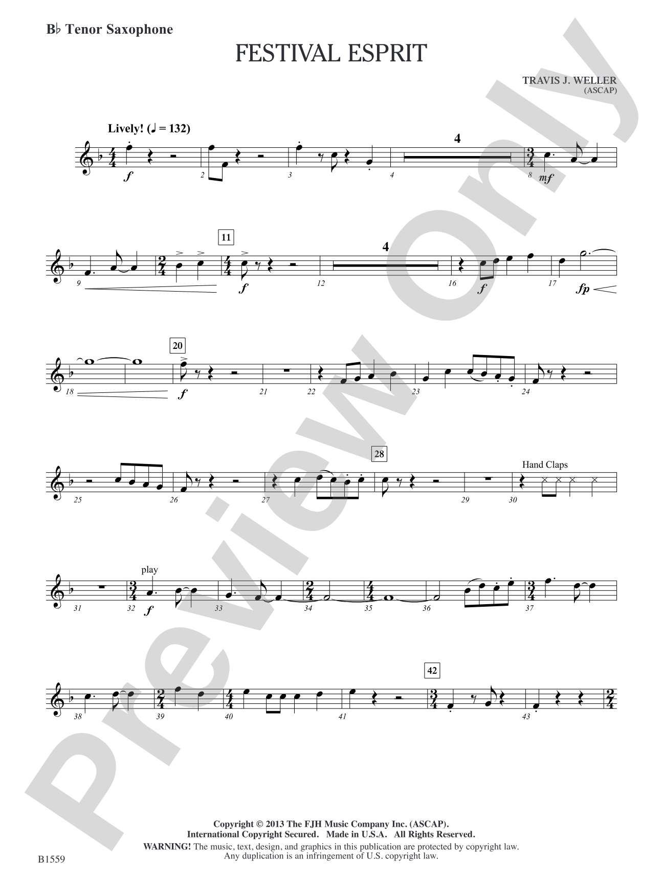 Festival Esprit: B-flat Tenor Saxophone