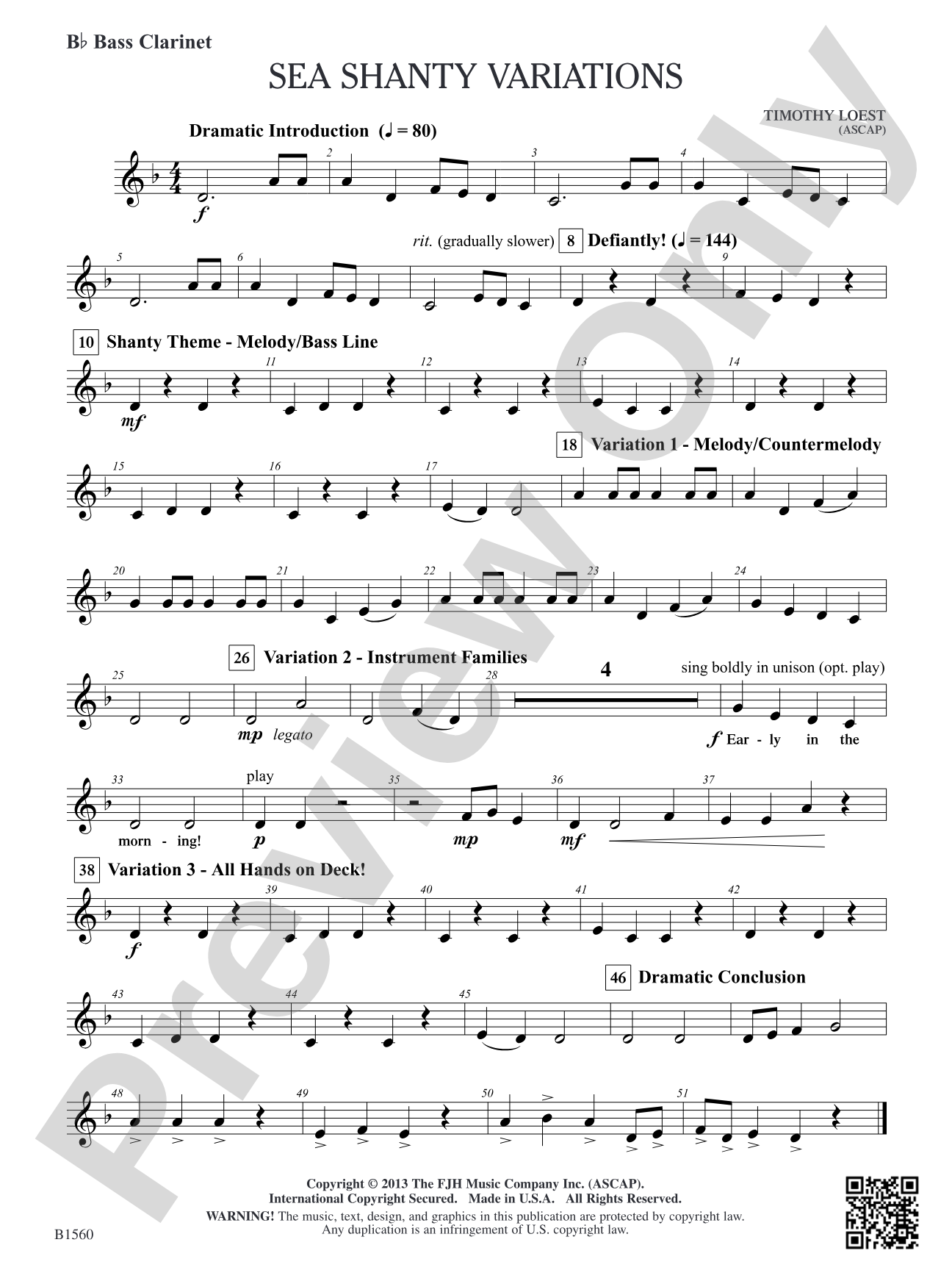 Sea Shanty Variations: B-flat Bass Clarinet