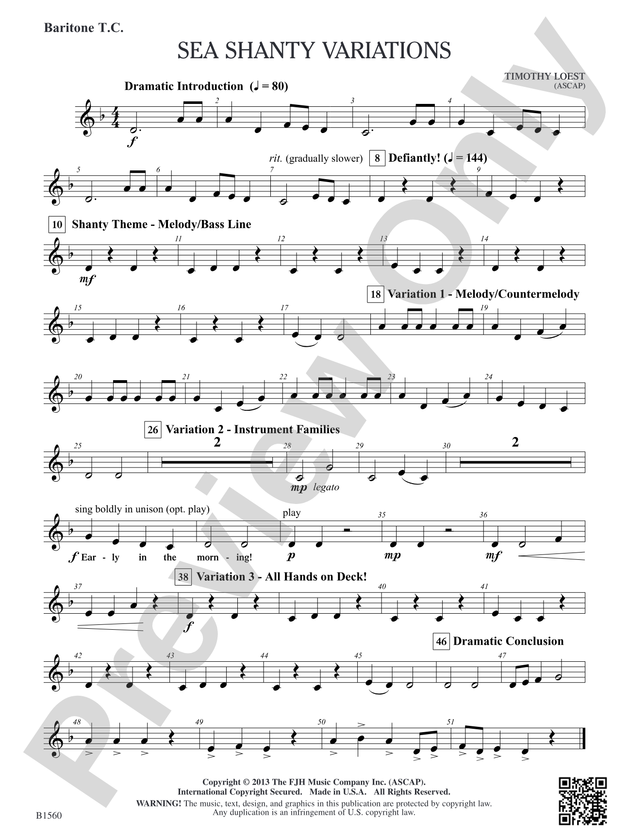 Sea Shanty Variations: Baritone T.C.