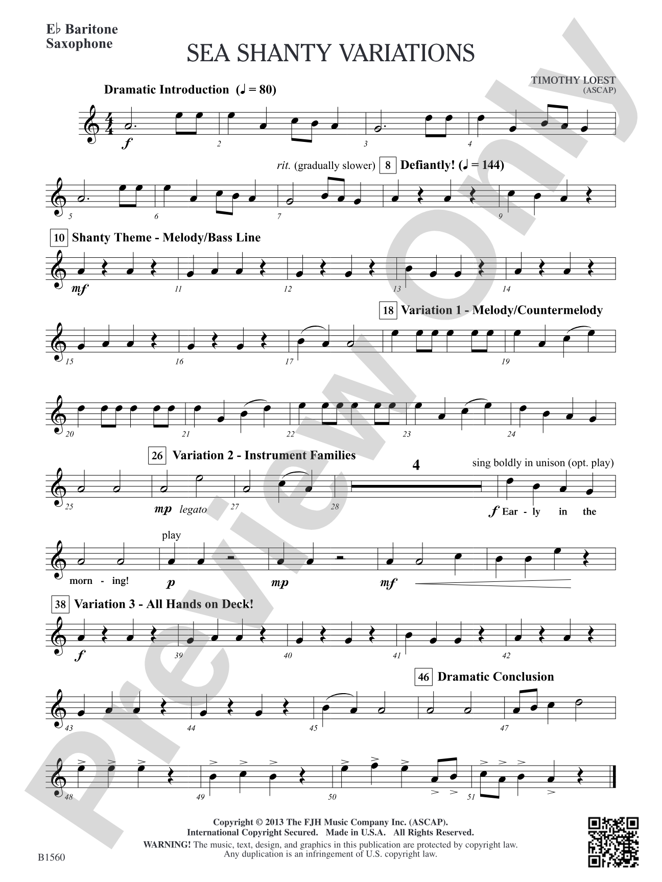 Sea Shanty Variations: E-flat Baritone Saxophone