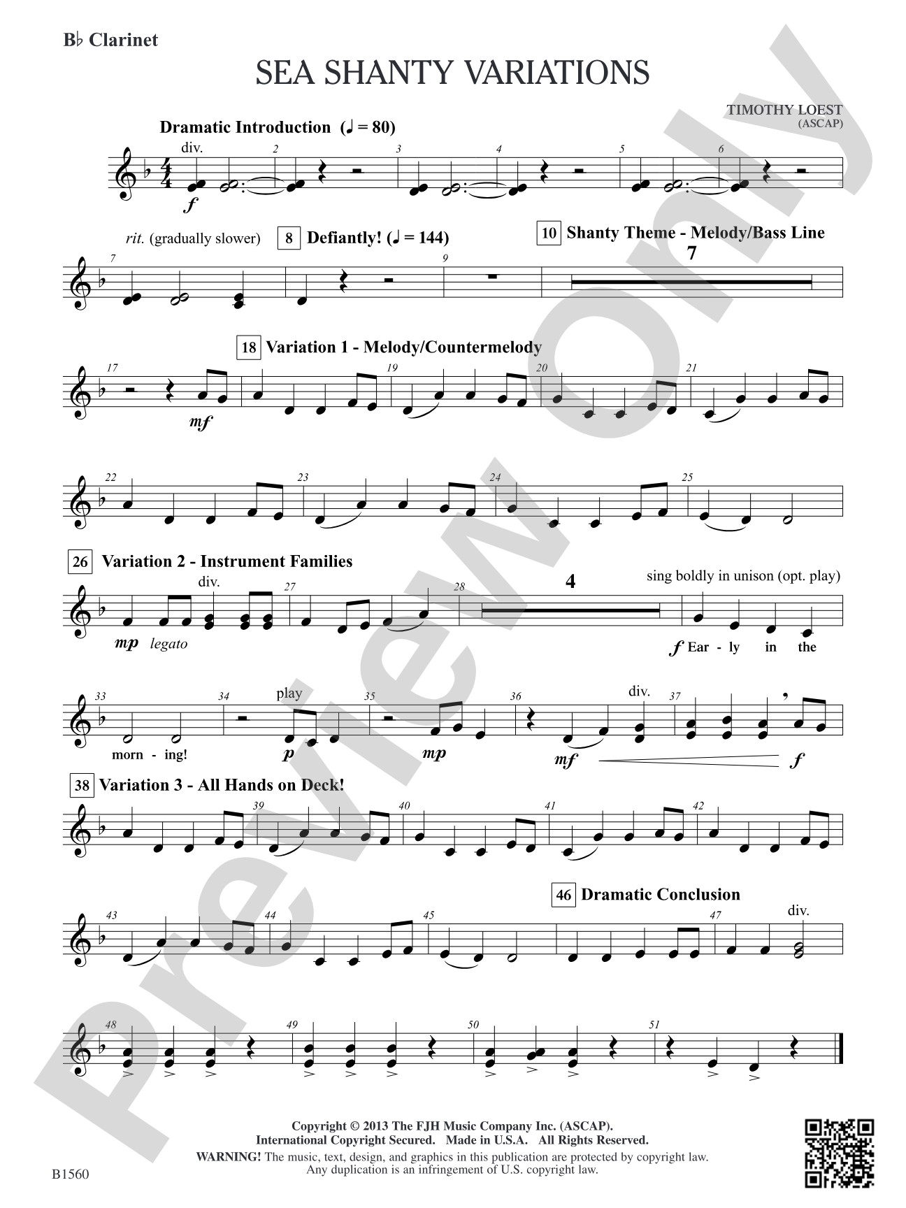 Sea Shanty Variations: B-flat Clarinet