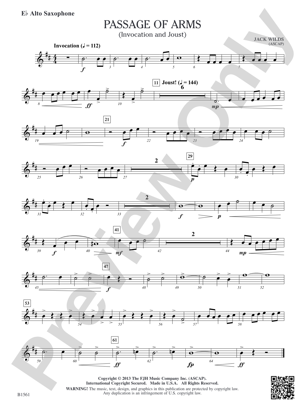 Passage of Arms (Invocation and Joust): E-flat Alto Saxophone