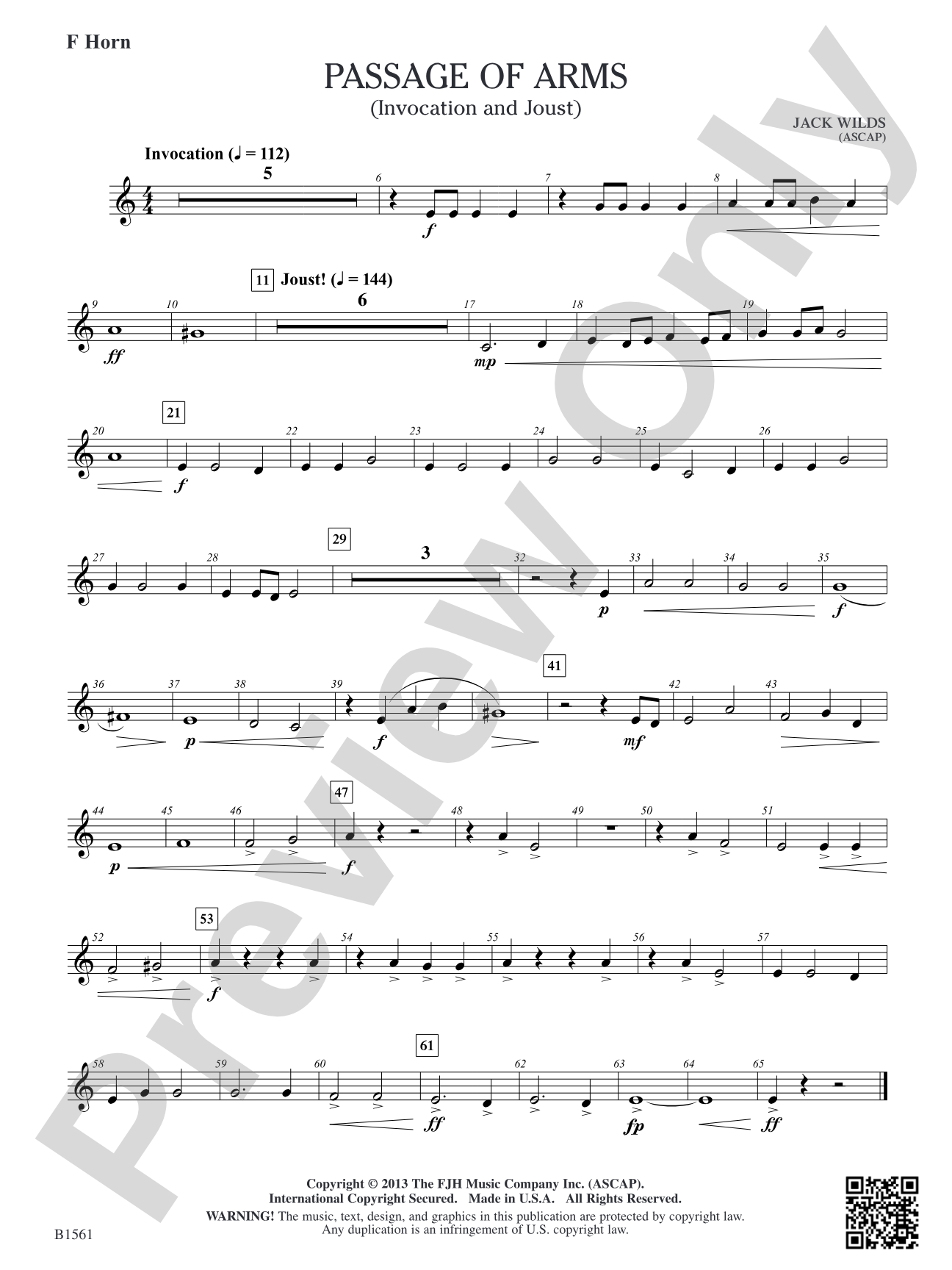 Passage of Arms (Invocation and Joust): F Horn