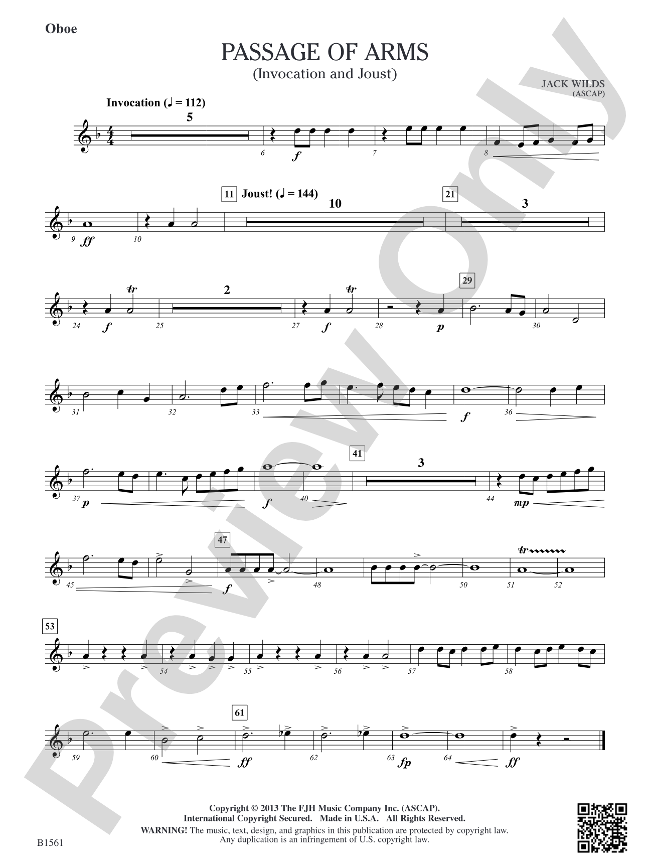 Passage of Arms (Invocation and Joust): Oboe