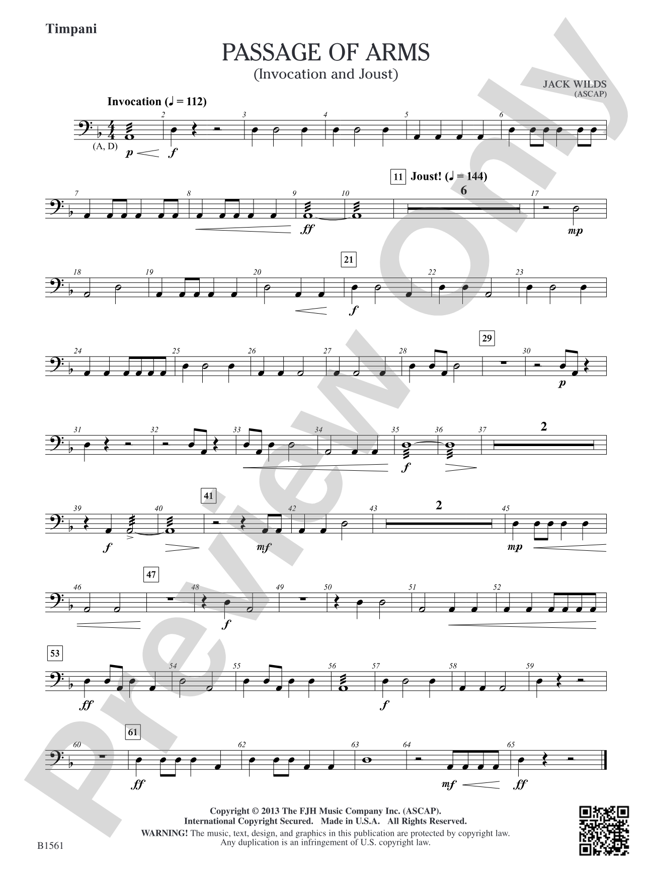 Passage of Arms (Invocation and Joust): Timpani (opt.)