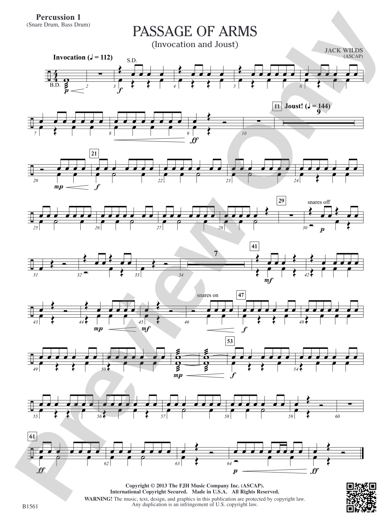 Passage of Arms (Invocation and Joust): Percussion 1