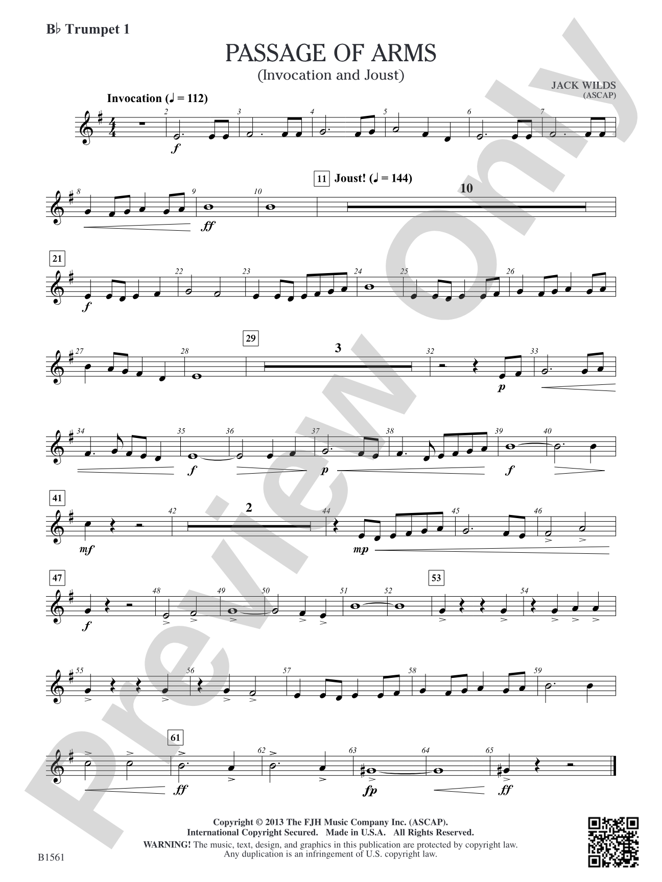 Passage of Arms (Invocation and Joust): B-flat Trumpet 1
