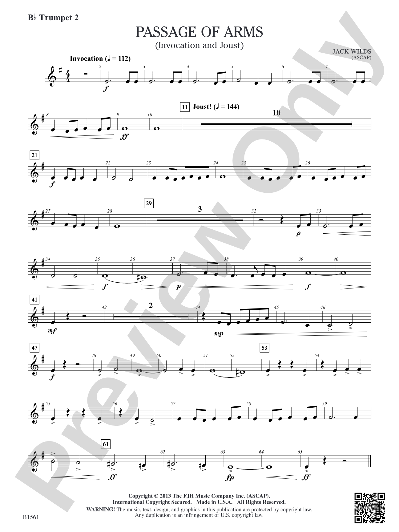 Passage of Arms (Invocation and Joust): B-flat Trumpet 2