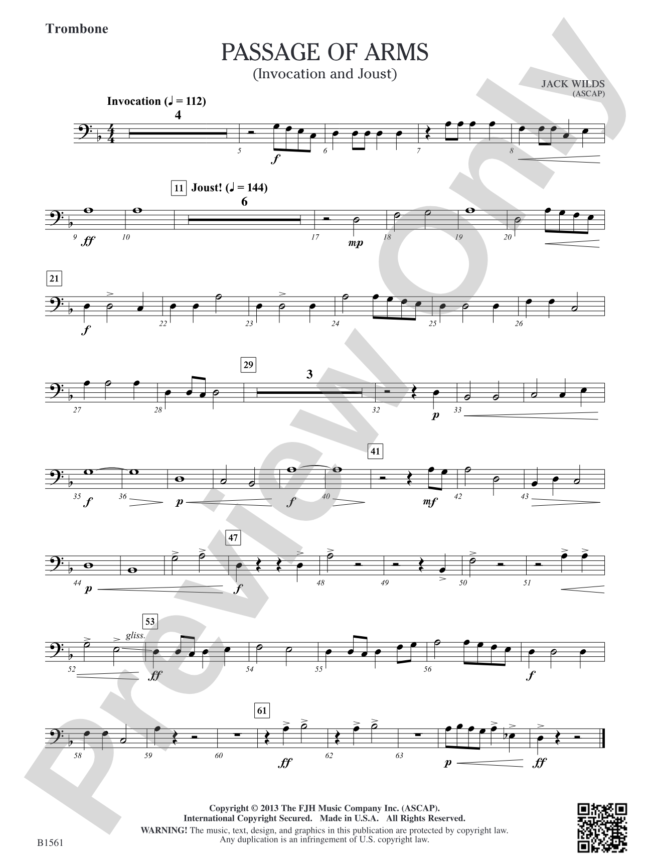 Passage of Arms (Invocation and Joust): Trombone