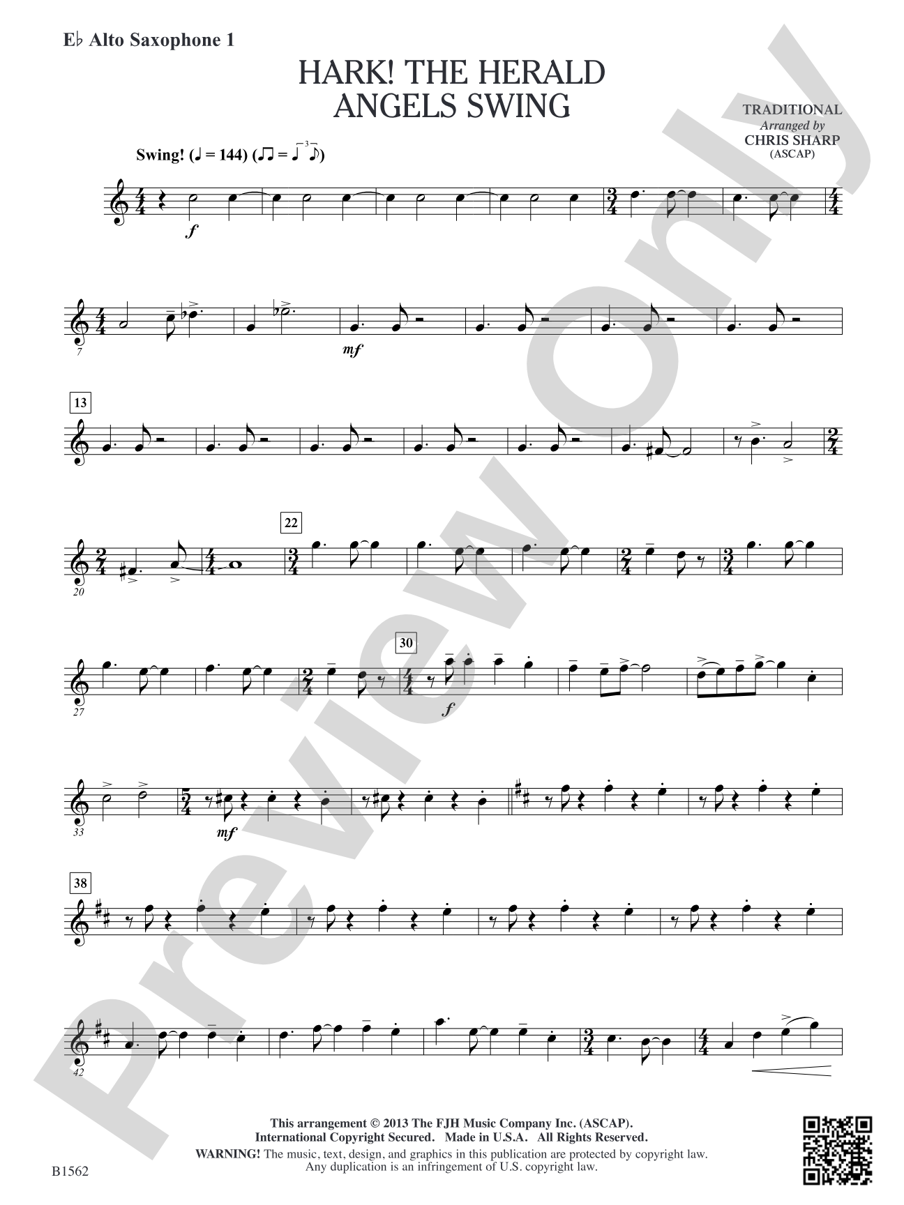 Hark! The Herald Angels Swing: E-flat Alto Saxophone 1